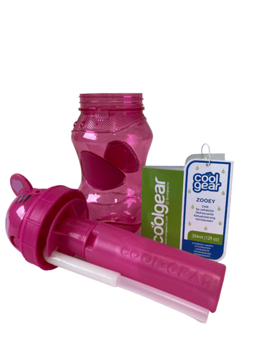 botella de agua para niños COOL GEAR forma de oso color rosa